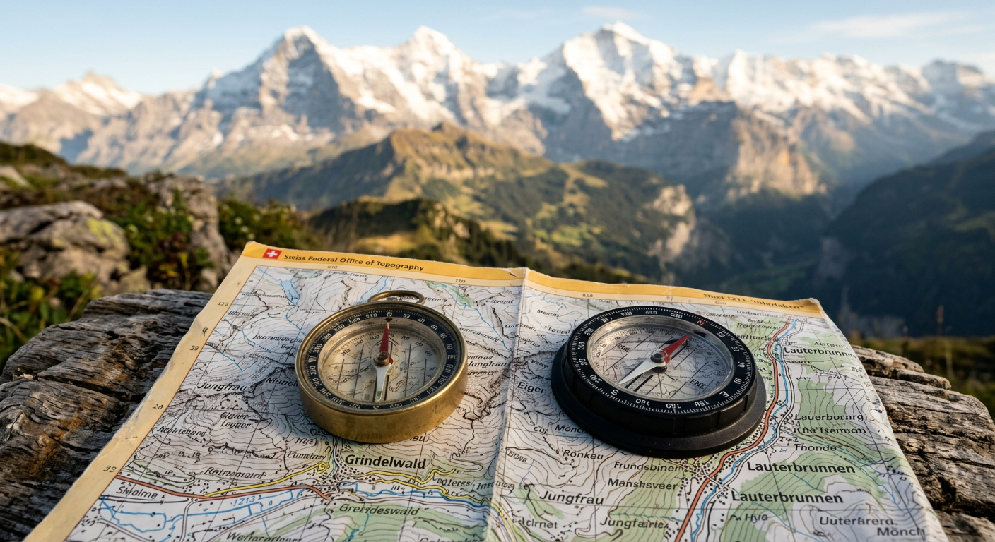Deux boussoles pointant dans des directions différentes symbolisant la différence entre GEO et SEO