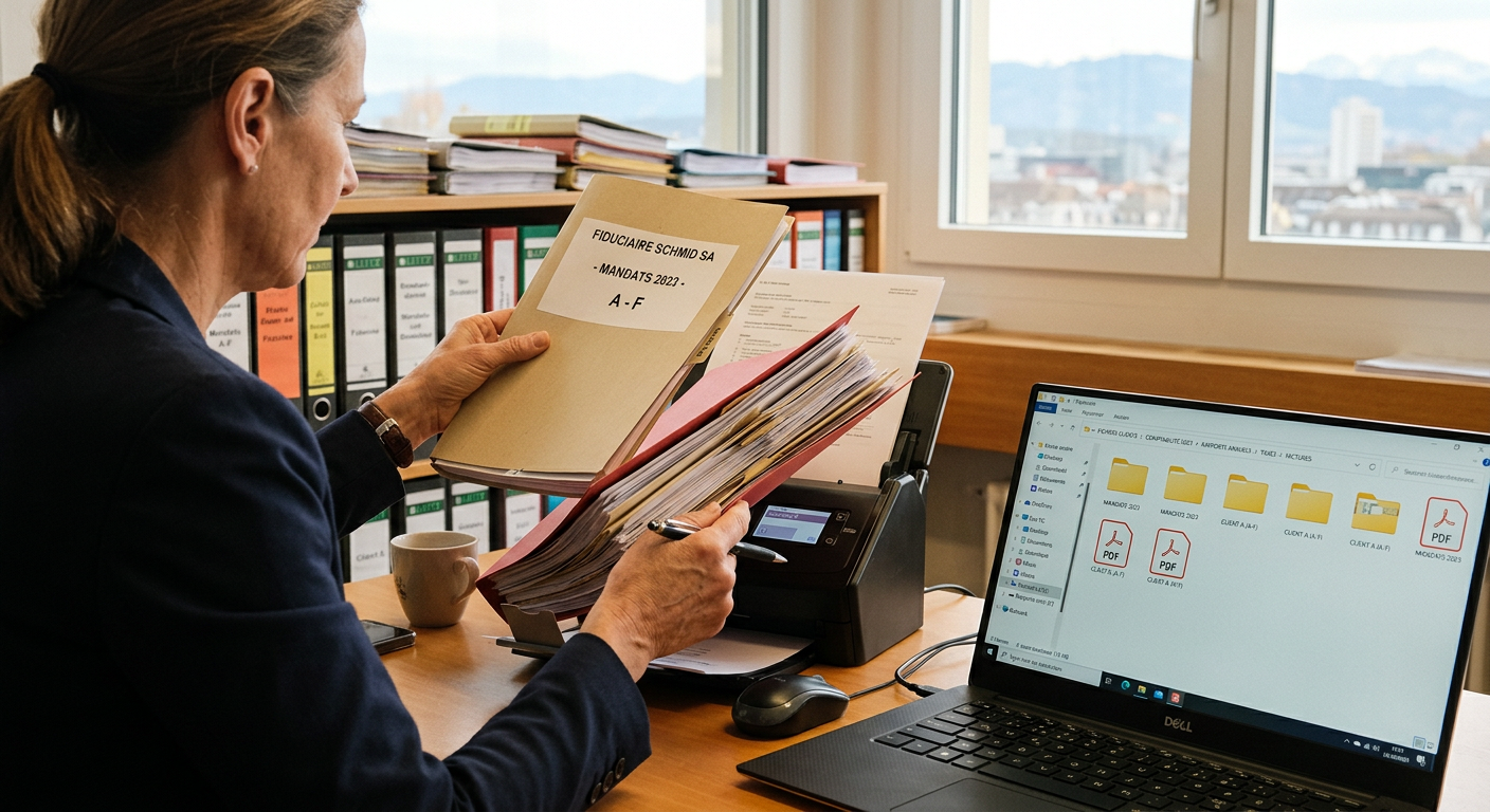 Numérisation de documents comptables dans une fiduciaire suisse grâce à la GED pour améliorer l'efficacité et la conformité