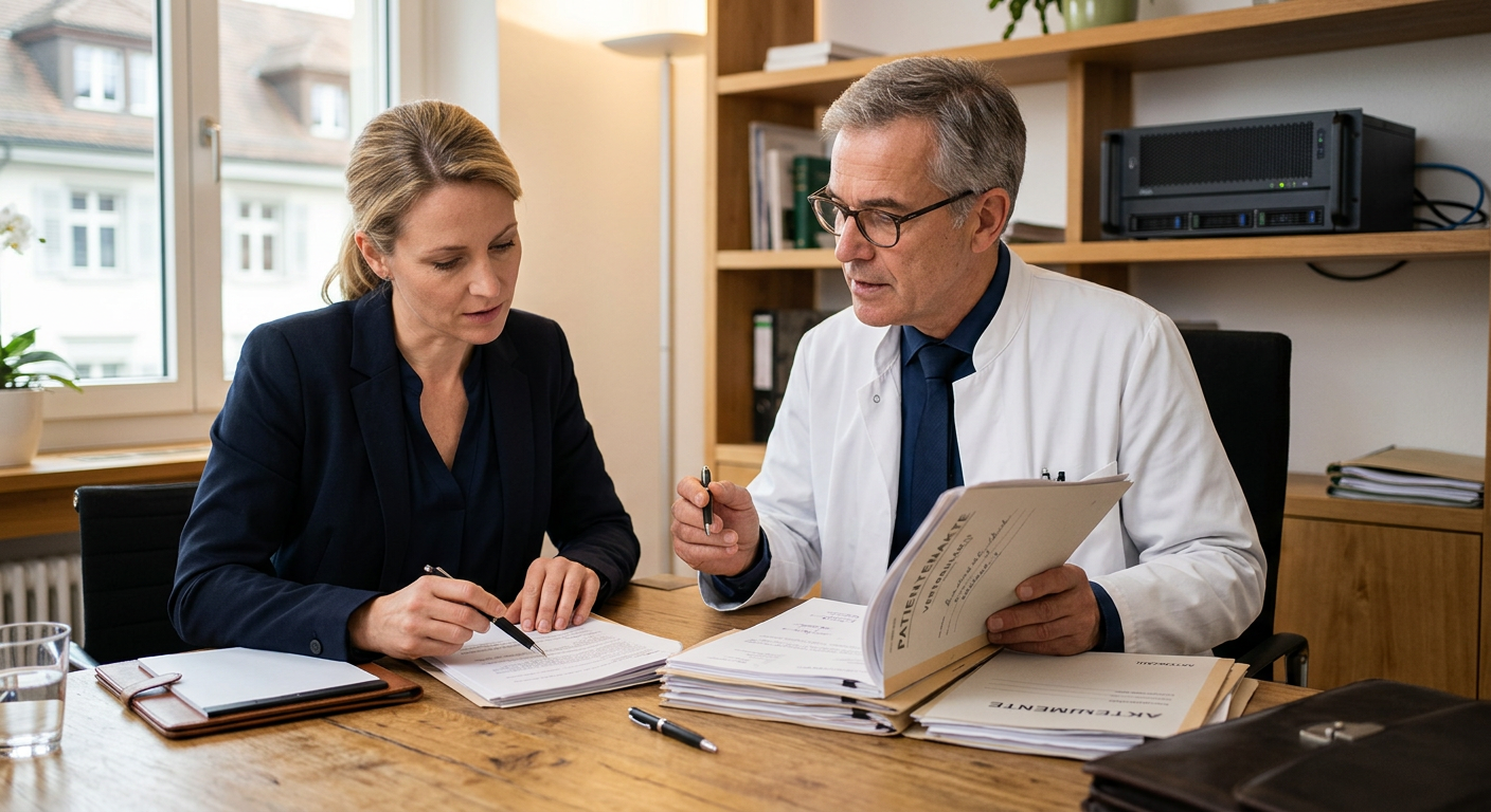 Cabinet médical et juridique suisse analysant des données confidentielles avec une solution IA hébergée localement on-premise