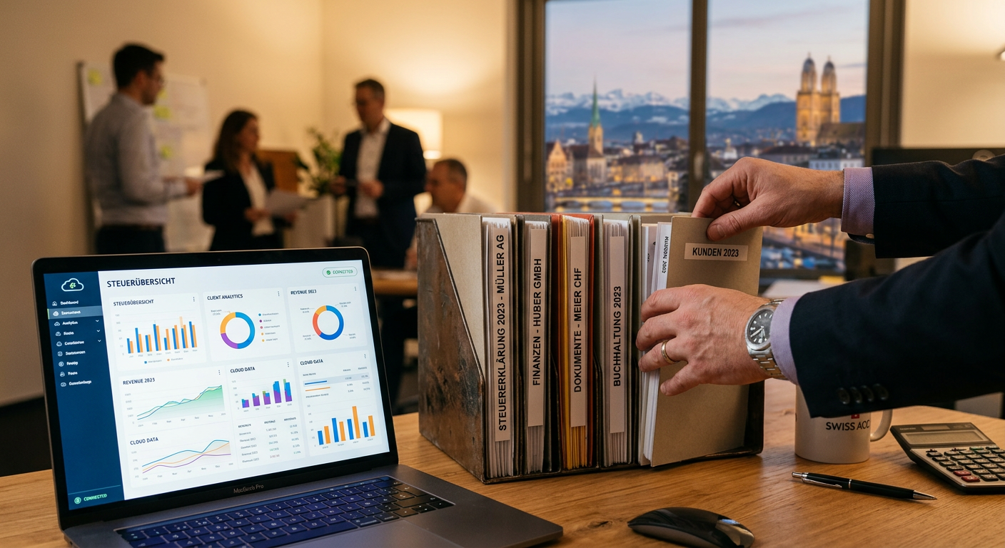 Professionnel fiduciaire en Suisse romande automatisant le traitement documentaire grâce aux avantages de l'IA cloud pour services professionnels
