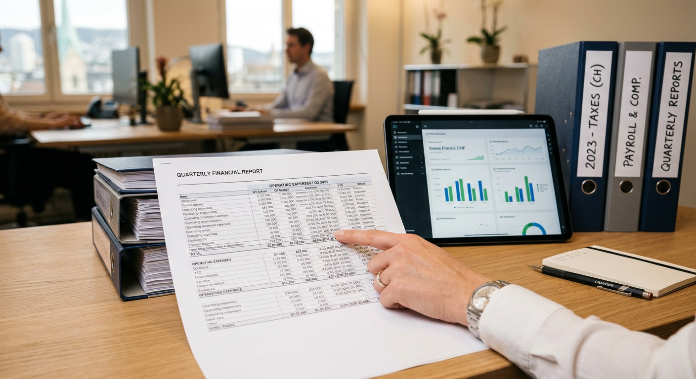 Documents comptables organisés avec outil numérique IA pour automatisation fiduciaire en Suisse